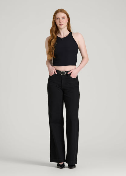 American Tall Women Luna High-Rise Wide-Leg Jeans for Tall Women in Optimum Black
