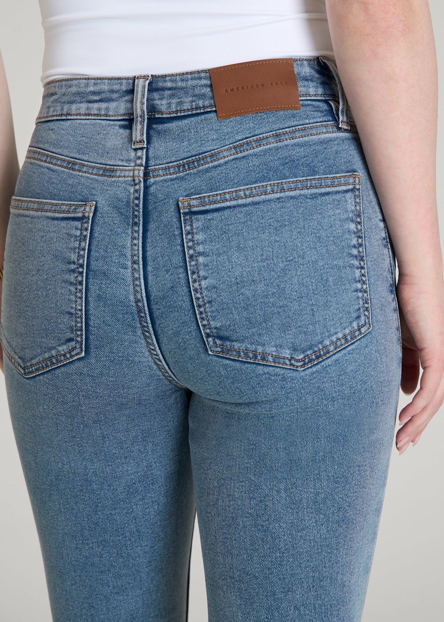 American Tall Women Chloe High Rise Flare Jeans for Tall Women in Perfect Blue