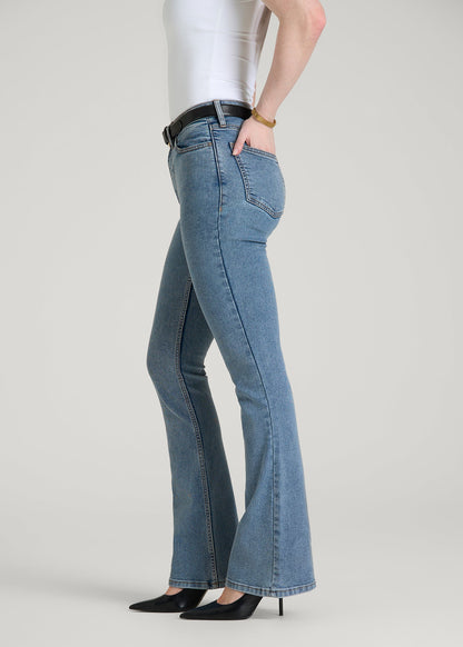 American Tall Women Chloe High Rise Flare Jeans for Tall Women in Perfect Blue