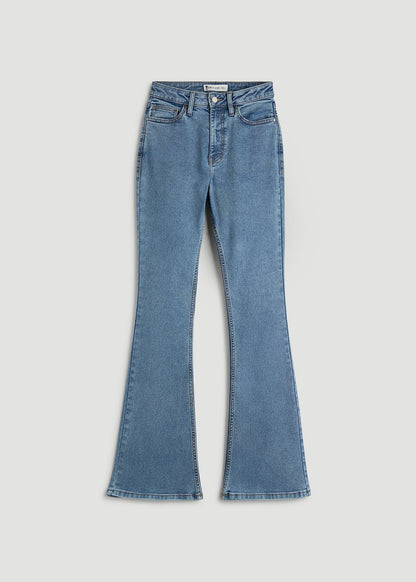 American Tall Women Chloe High Rise Flare Jeans for Tall Women in Perfect Blue