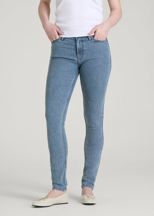 American Tall Women Sarah Mid-Rise Skinny Jeans for Tall Women in Perfect Blue