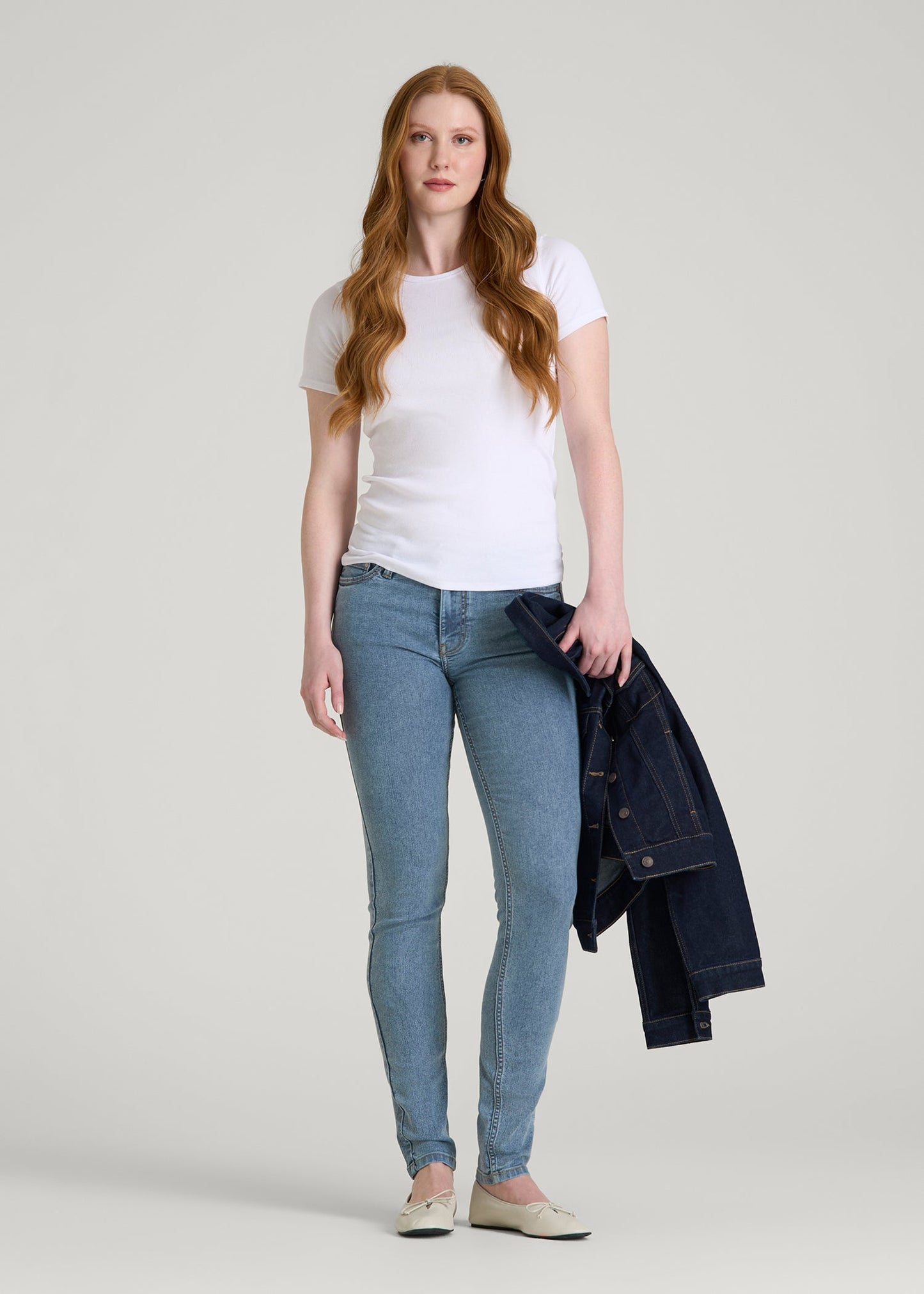 American Tall Women Sarah Mid-Rise Skinny Jeans for Tall Women in Perfect Blue