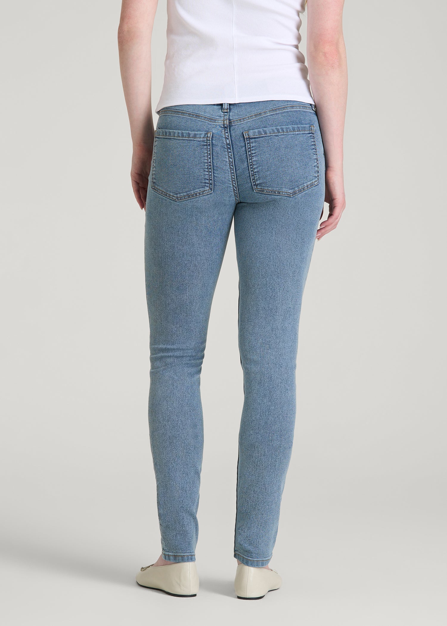 American Tall Women Sarah Mid-Rise Skinny Jeans for Tall Women in Perfect Blue