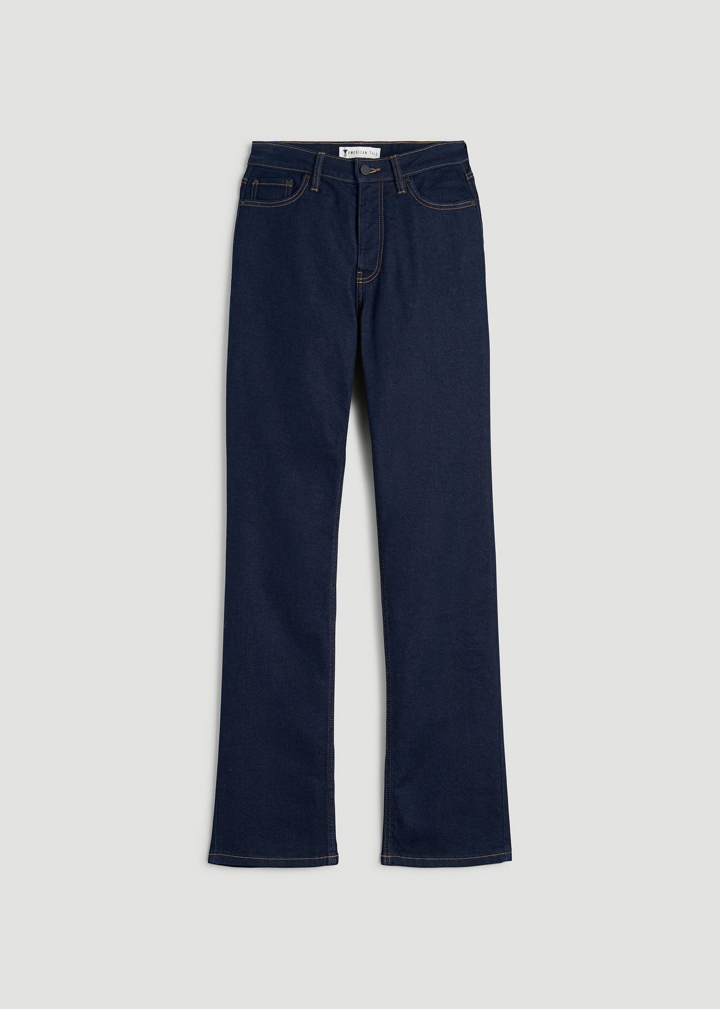 American Tall Women Curve High Rise Straight Leg Jeans for Tall Women in Deep Indigo Wash