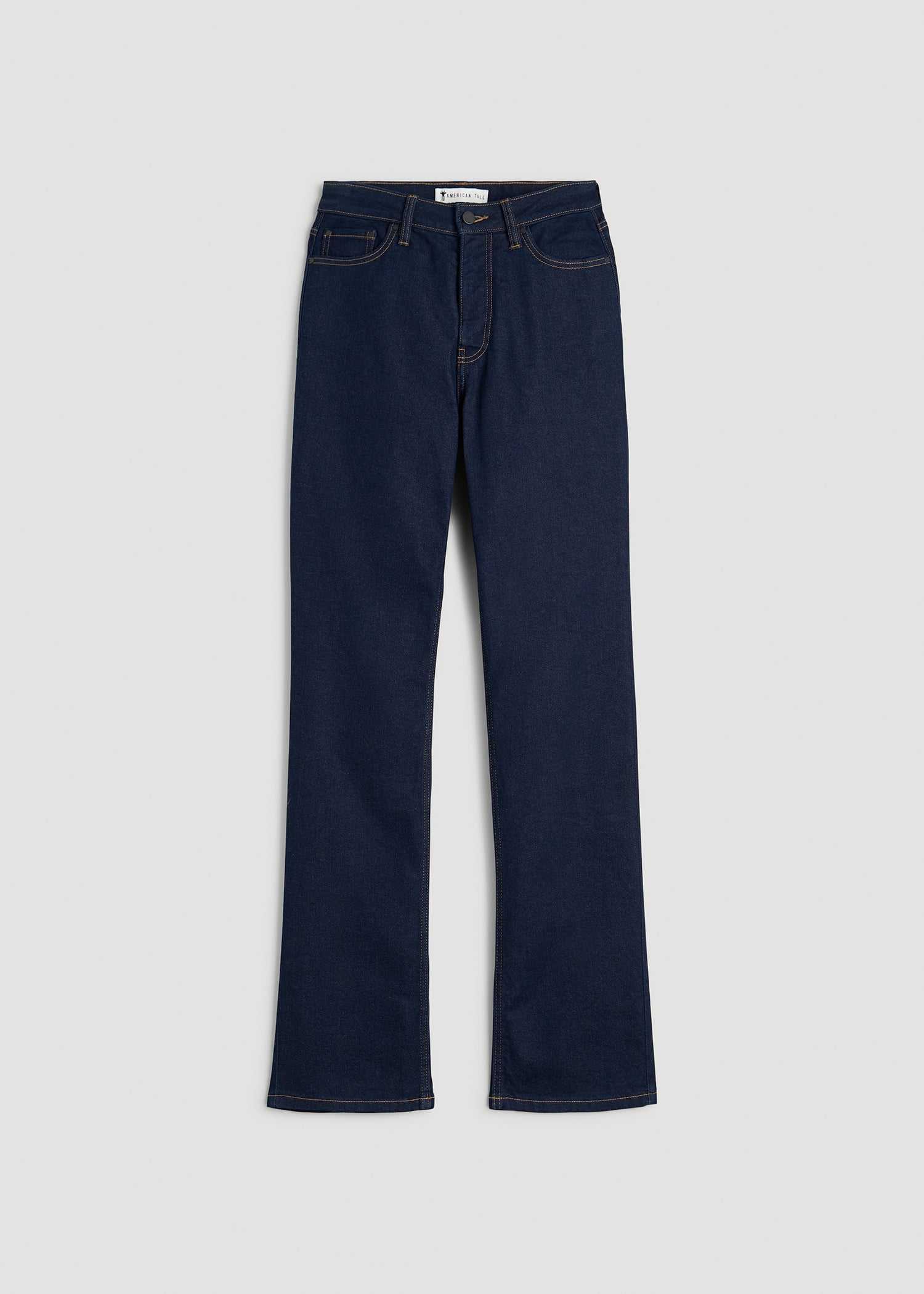 American Tall Women Curve High Rise Straight Leg Jeans for Tall Women in Deep Indigo Wash