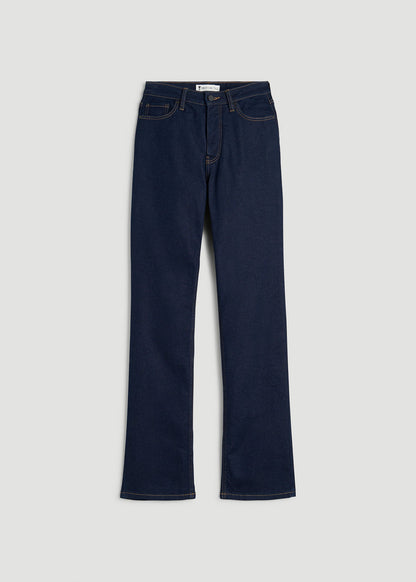 American Tall Women Curve High Rise Straight Leg Jeans for Tall Women in Deep Indigo Wash