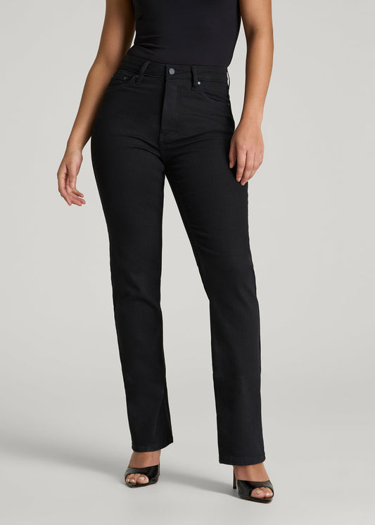 American Tall Women Curve High Rise Straight Leg Jeans for Tall Women in Optimum Black