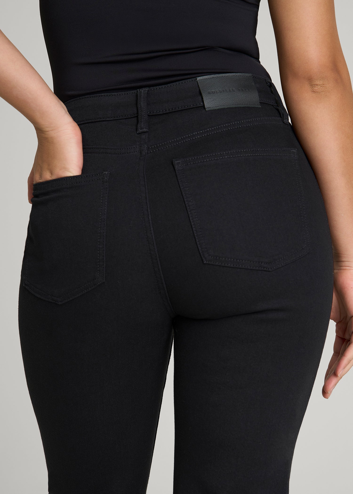 American Tall Women Curve High Rise Straight Leg Jeans for Tall Women in Optimum Black