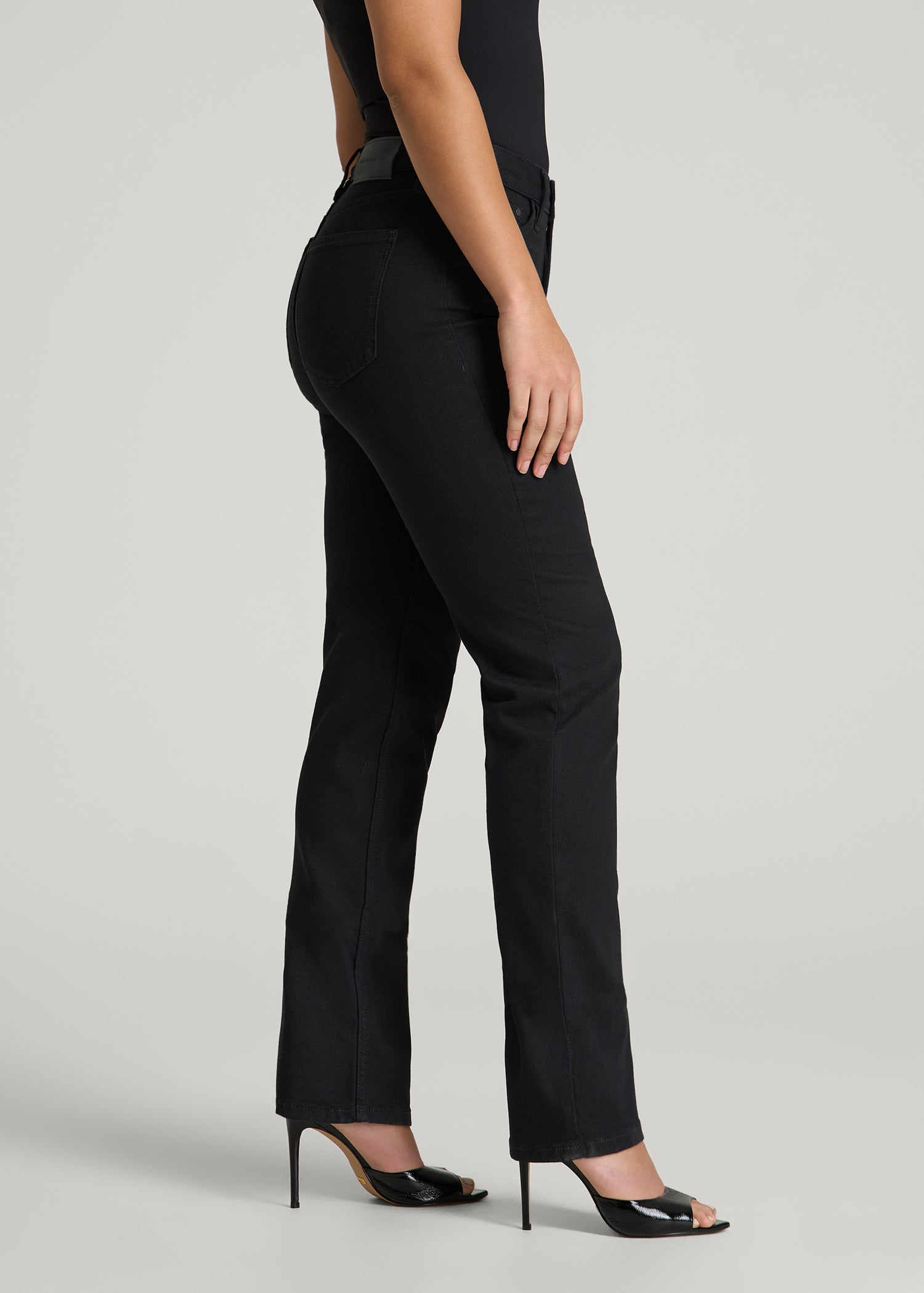 American Tall Women Curve High Rise Straight Leg Jeans for Tall Women in Optimum Black