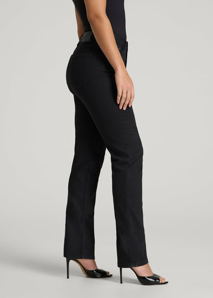 American Tall Women Curve High Rise Straight Leg Jeans for Tall Women in Optimum Black