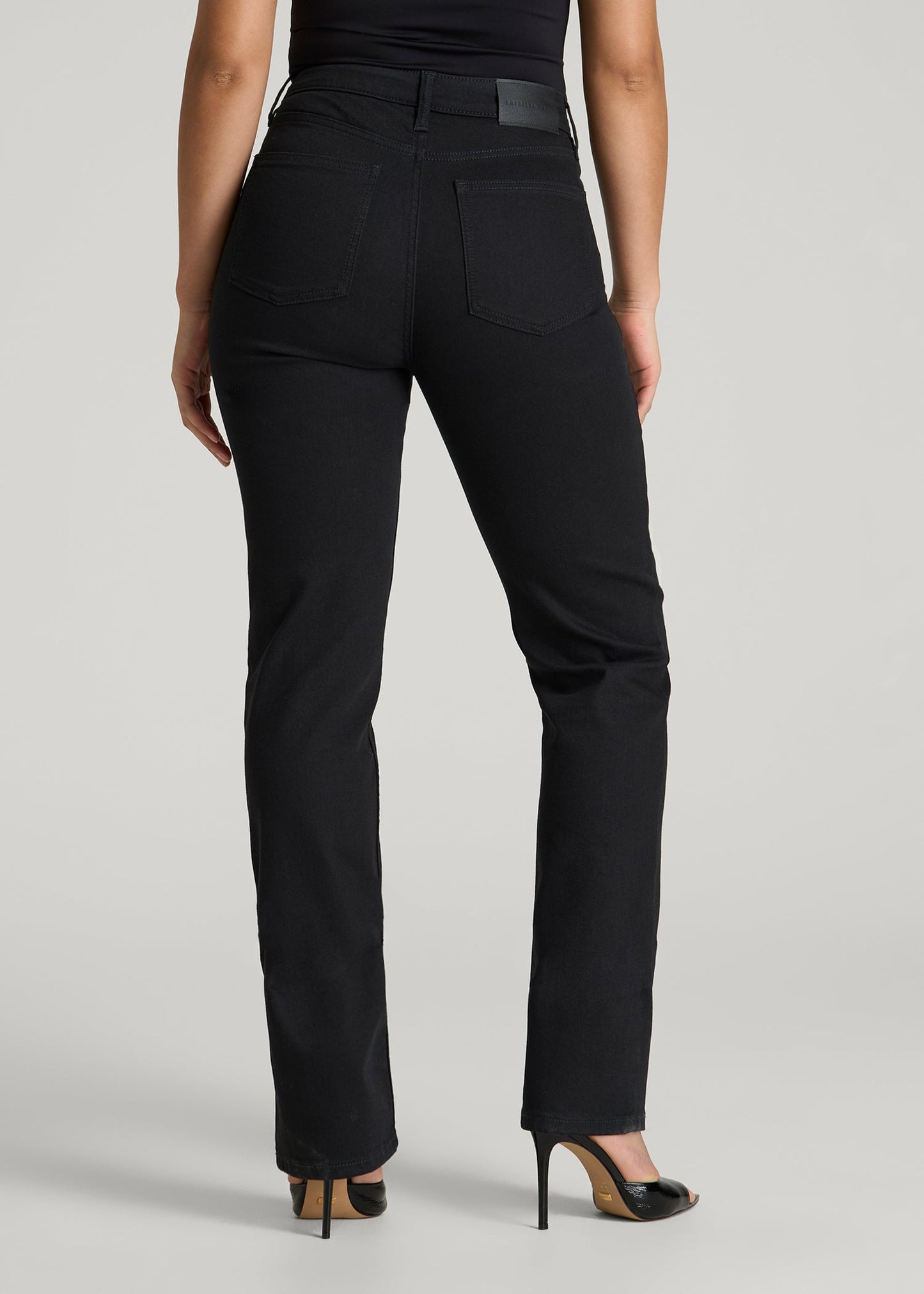 American Tall Women Curve High Rise Straight Leg Jeans for Tall Women in Optimum Black