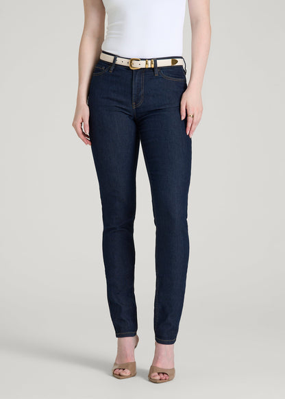 American Tall Women Sarah Mid-Rise Skinny Jeans for Tall Women in Deep Indigo Wash