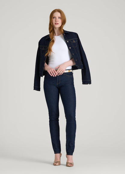 American Tall Women Sarah Mid-Rise Skinny Jeans for Tall Women in Deep Indigo Wash