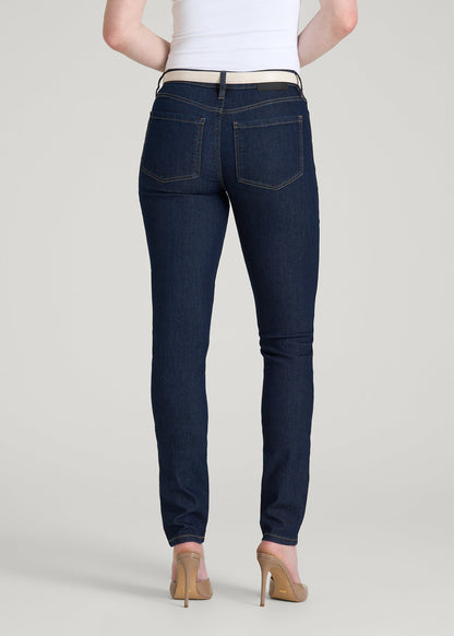 American Tall Women Sarah Mid-Rise Skinny Jeans for Tall Women in Deep Indigo Wash