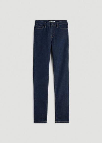 American Tall Women Sarah Mid-Rise Skinny Jeans for Tall Women in Deep Indigo Wash