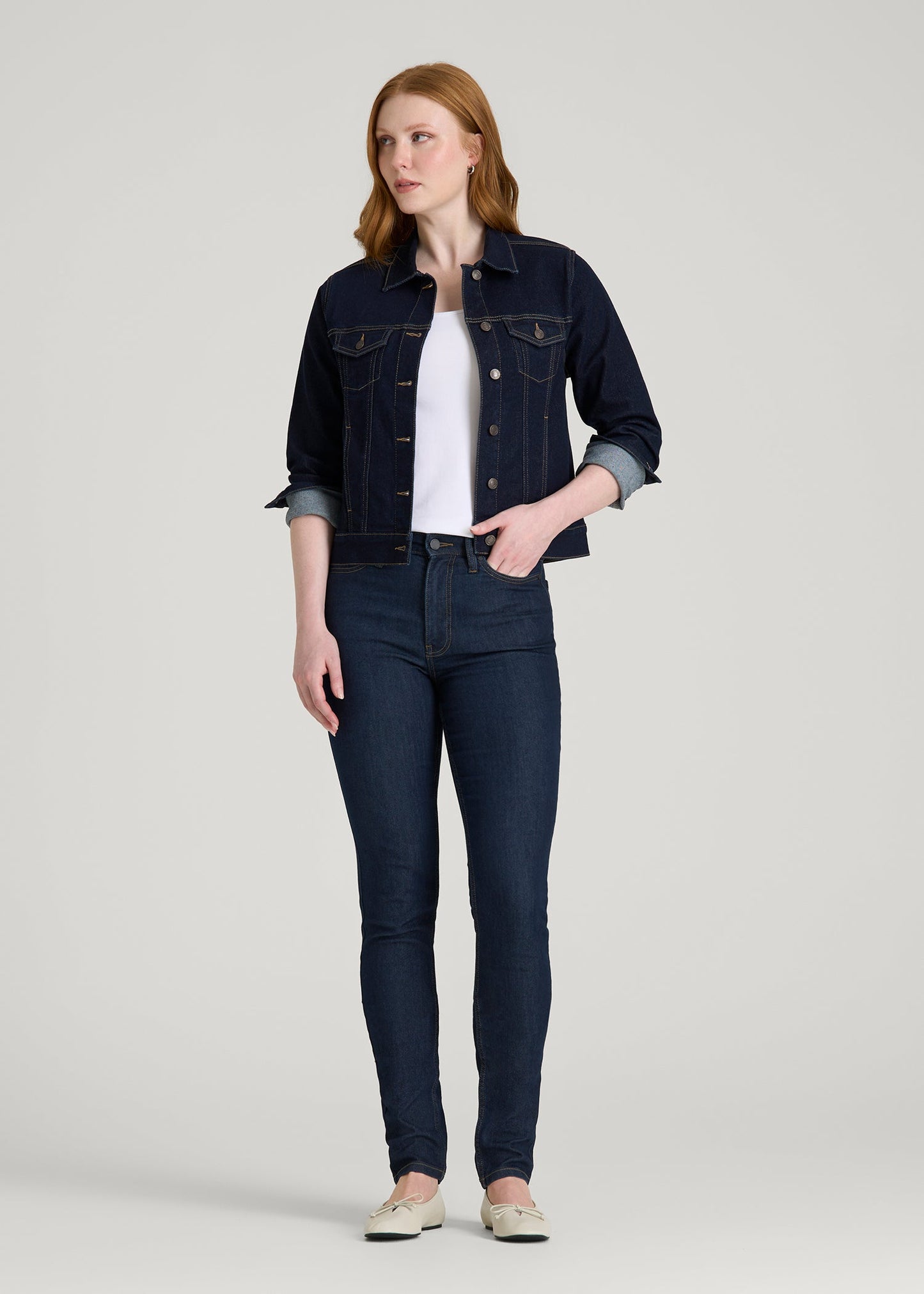 American Tall Women Georgia High-Rise Skinny Jeans for Tall Women in Deep Indigo Wash