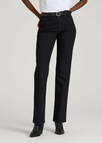 American Tall Women Mid-Rise Straight Fit Jeans for Tall Women in Optimum Black