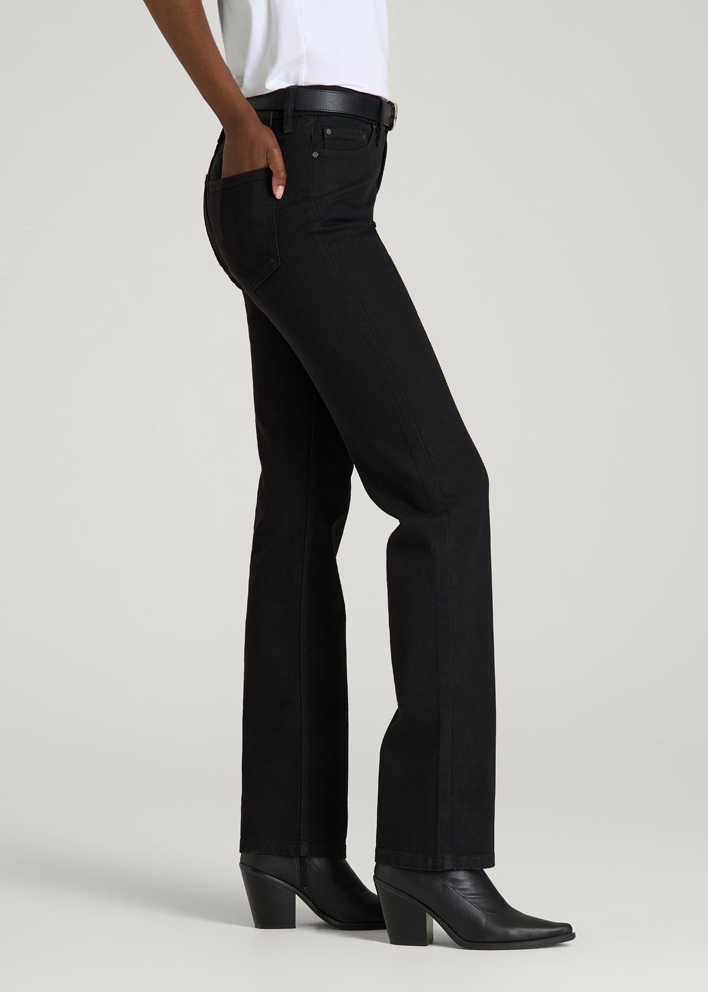 American Tall Women Mid-Rise Straight Fit Jeans for Tall Women in Optimum Black