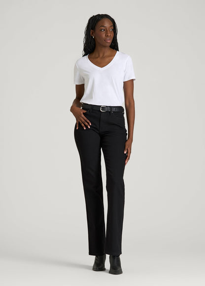 American Tall Women Mid-Rise Straight Fit Jeans for Tall Women in Optimum Black