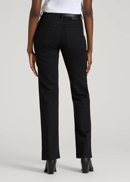 American Tall Women Mid-Rise Straight Fit Jeans for Tall Women in Optimum Black