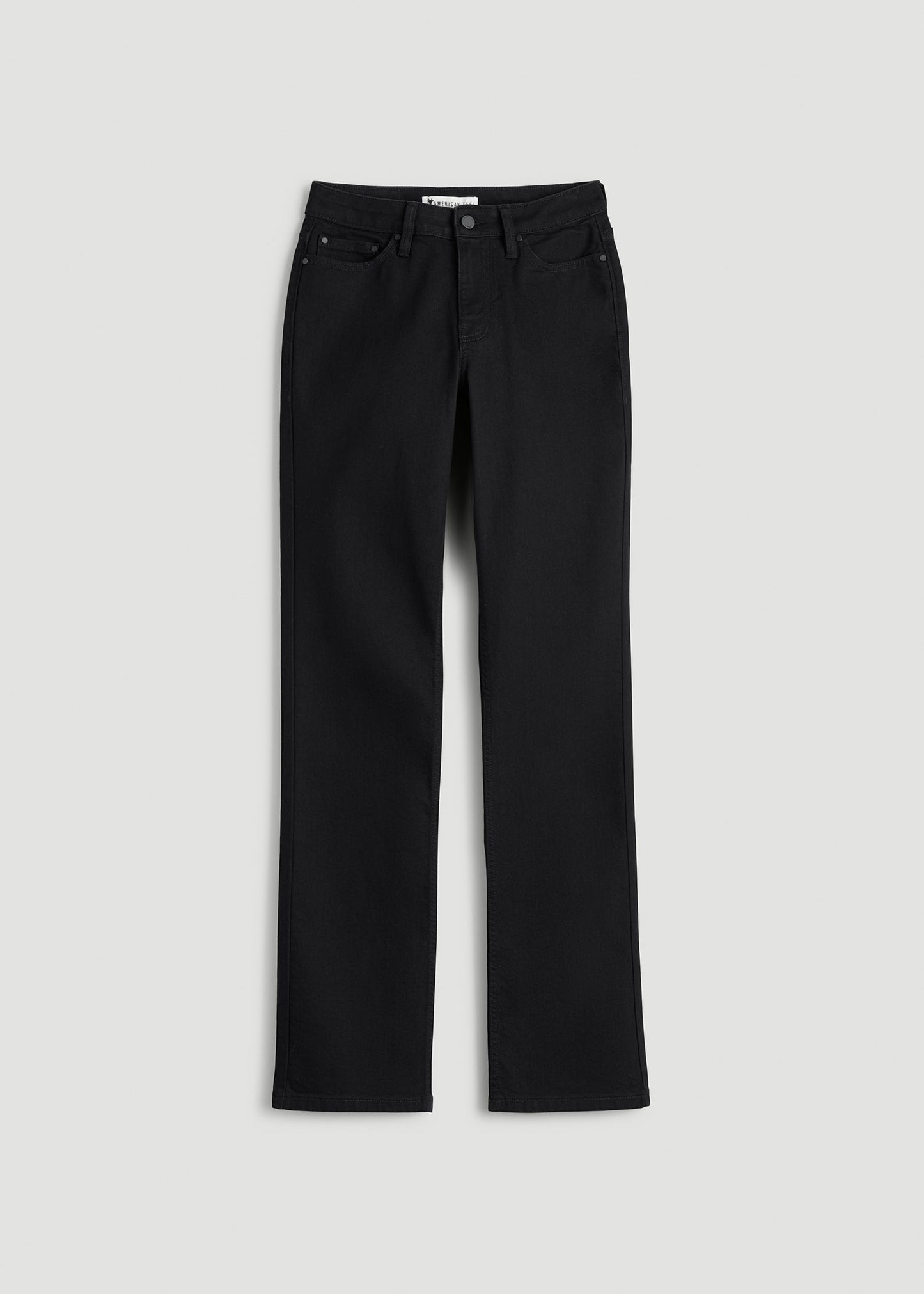 American Tall Women Mid-Rise Straight Fit Jeans for Tall Women in Optimum Black