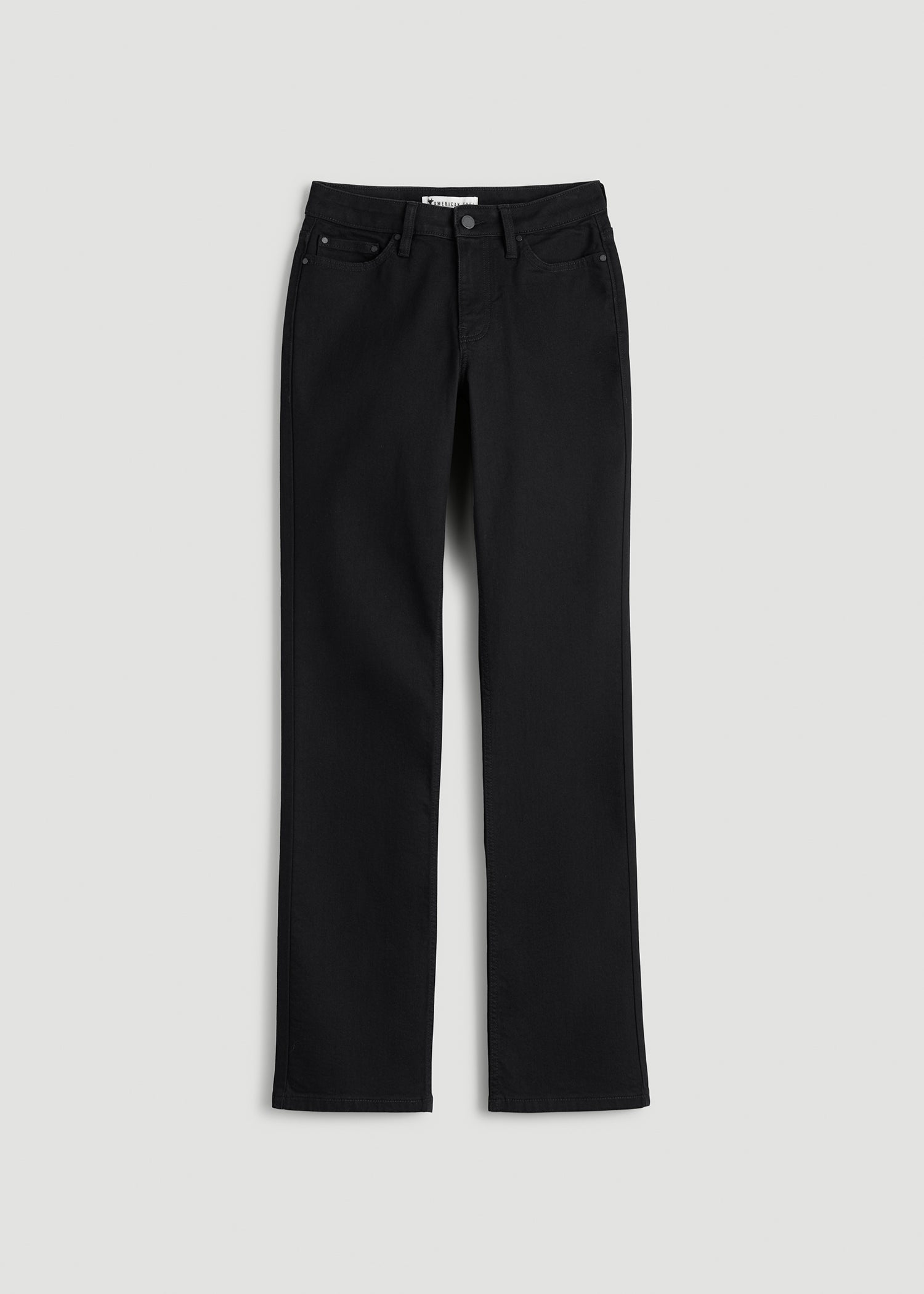 American Tall Women Mid-Rise Straight Fit Jeans for Tall Women in Optimum Black