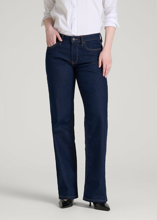 American Tall Women Mid-Rise Relaxed Fit Jeans for Tall Women in Deep Indigo Wash