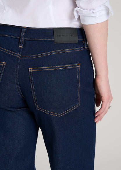 American Tall Women Mid-Rise Relaxed Fit Jeans for Tall Women in Deep Indigo Wash