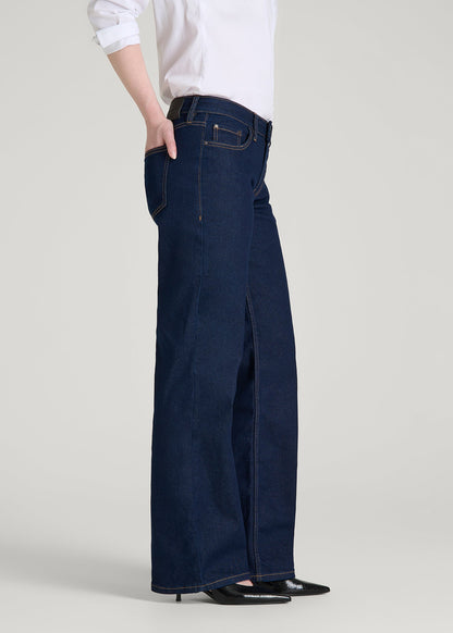 American Tall Women Mid-Rise Relaxed Fit Jeans for Tall Women in Deep Indigo Wash