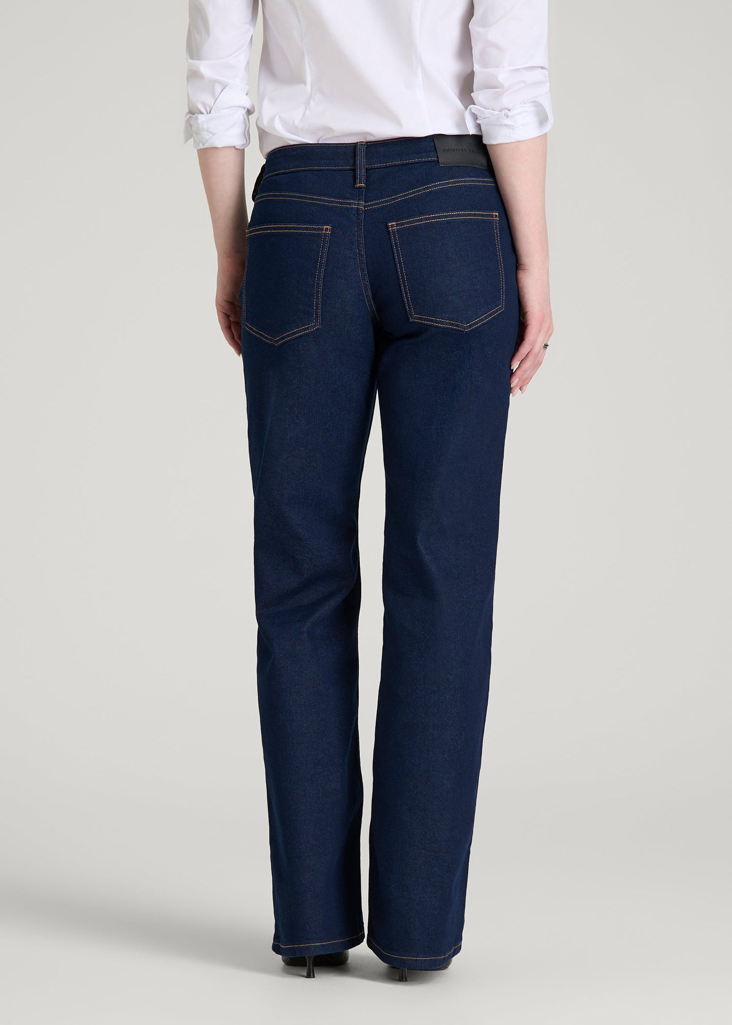 American Tall Women Mid-Rise Relaxed Fit Jeans for Tall Women in Deep Indigo Wash