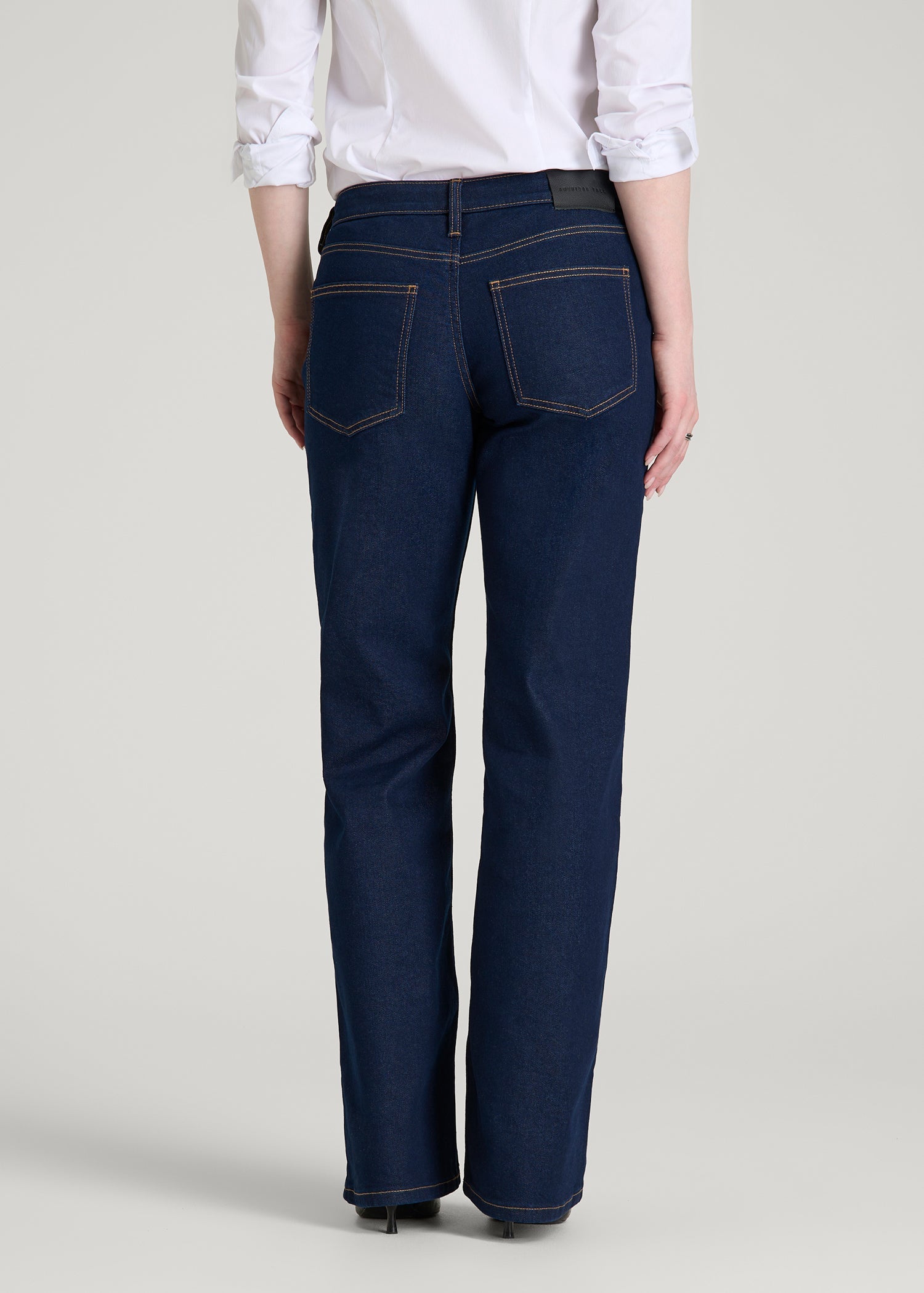 American Tall Women Mid-Rise Relaxed Fit Jeans for Tall Women in Deep Indigo Wash