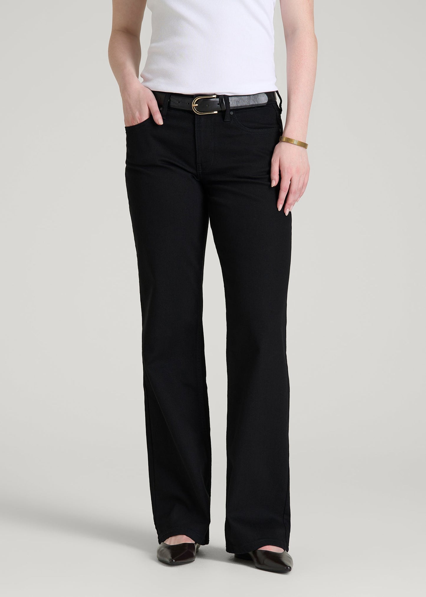 American Tall Women Mid-Rise Relaxed Fit Jeans for Tall Women in Optimum Black