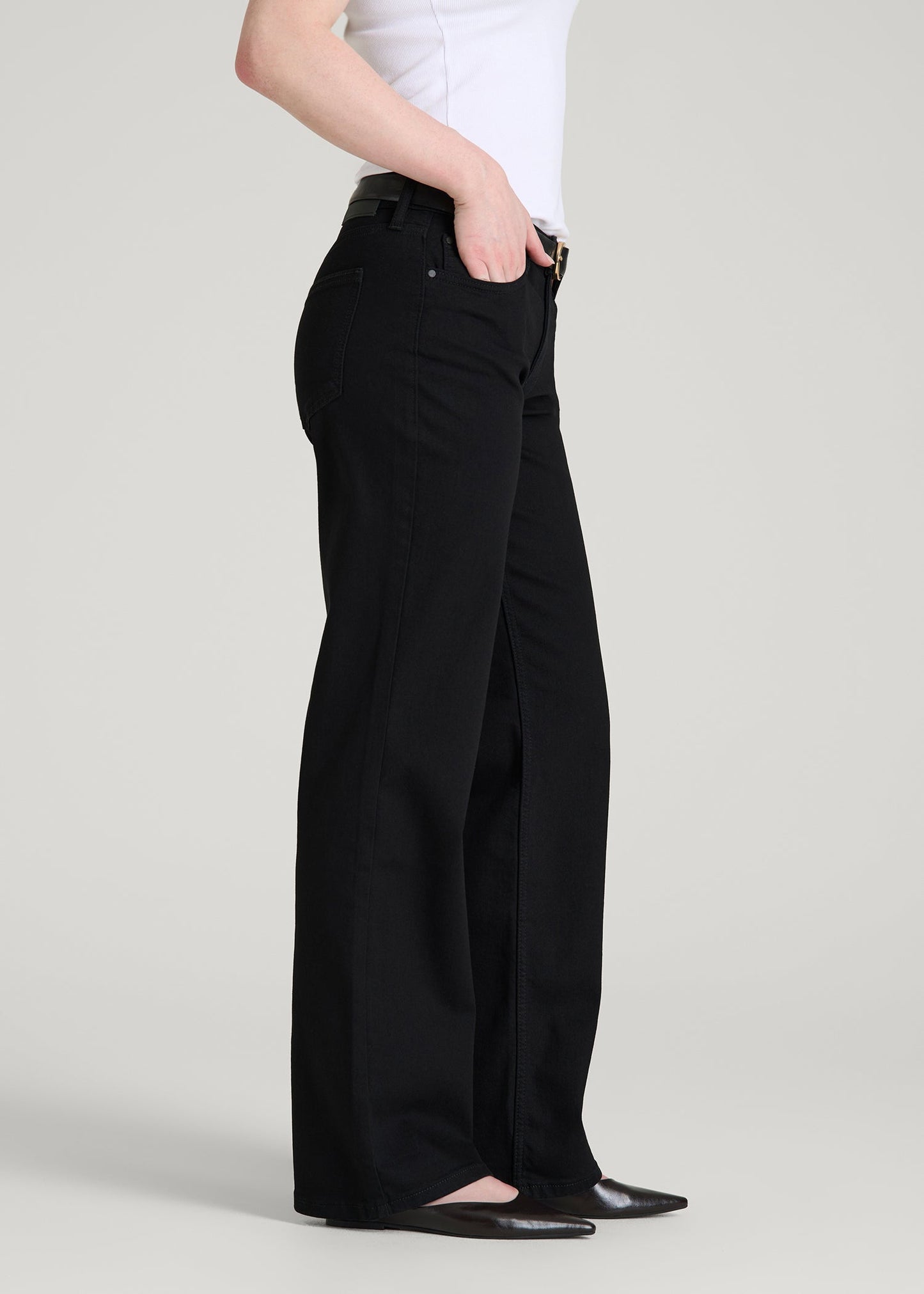 American Tall Women Mid-Rise Relaxed Fit Jeans for Tall Women in Optimum Black