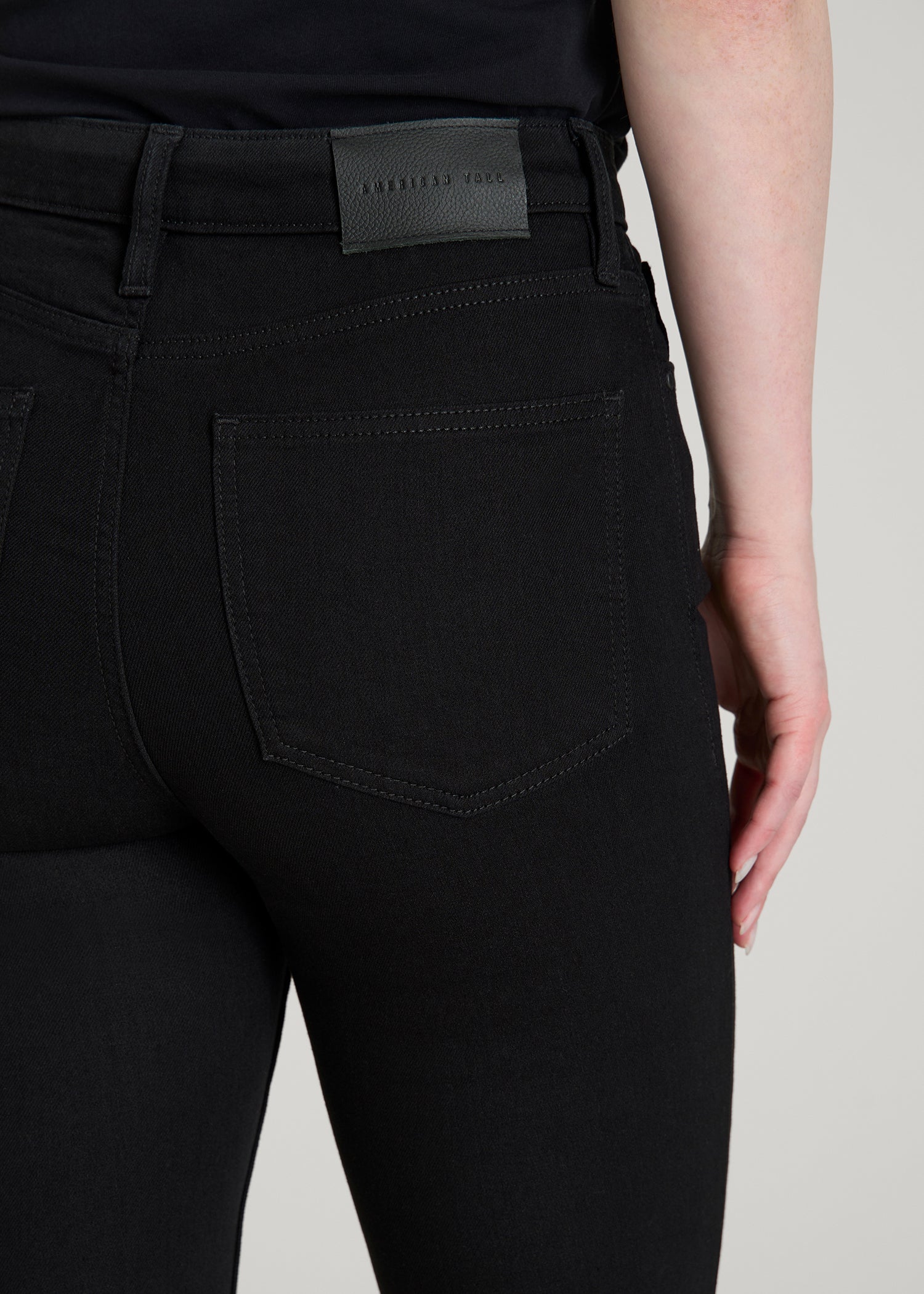 American Tall Women Chloe High Rise Flare Jeans for Tall Women in Optimum Black