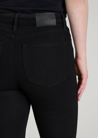 American Tall Women Chloe High Rise Flare Jeans for Tall Women in Optimum Black