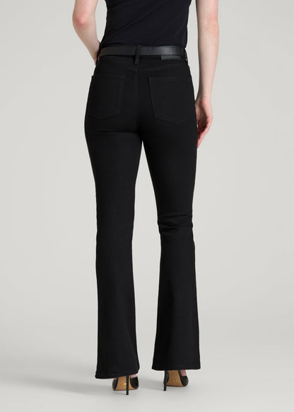 American Tall Women Chloe High Rise Flare Jeans for Tall Women in Optimum Black