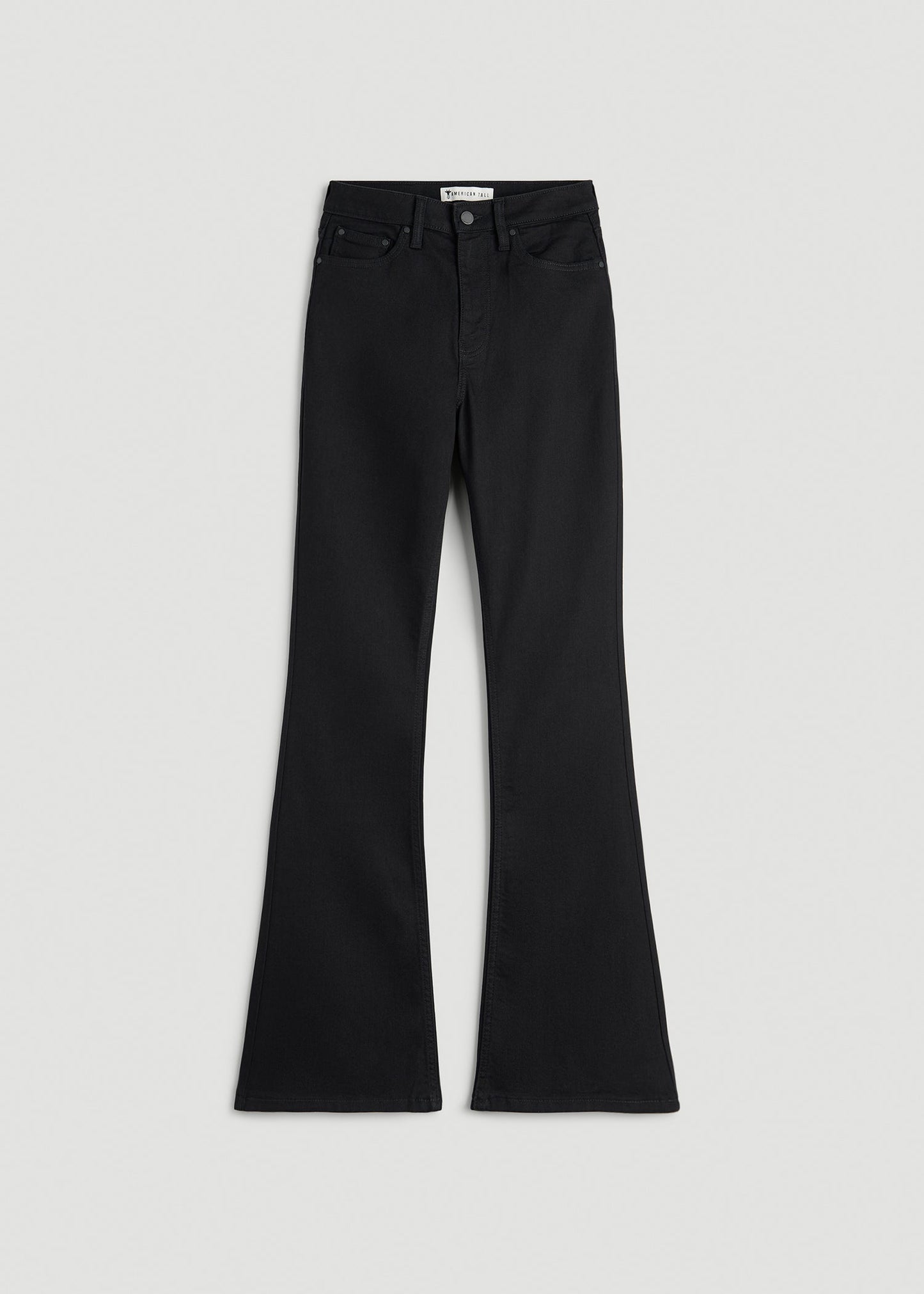 American Tall Women Chloe High Rise Flare Jeans for Tall Women in Optimum Black