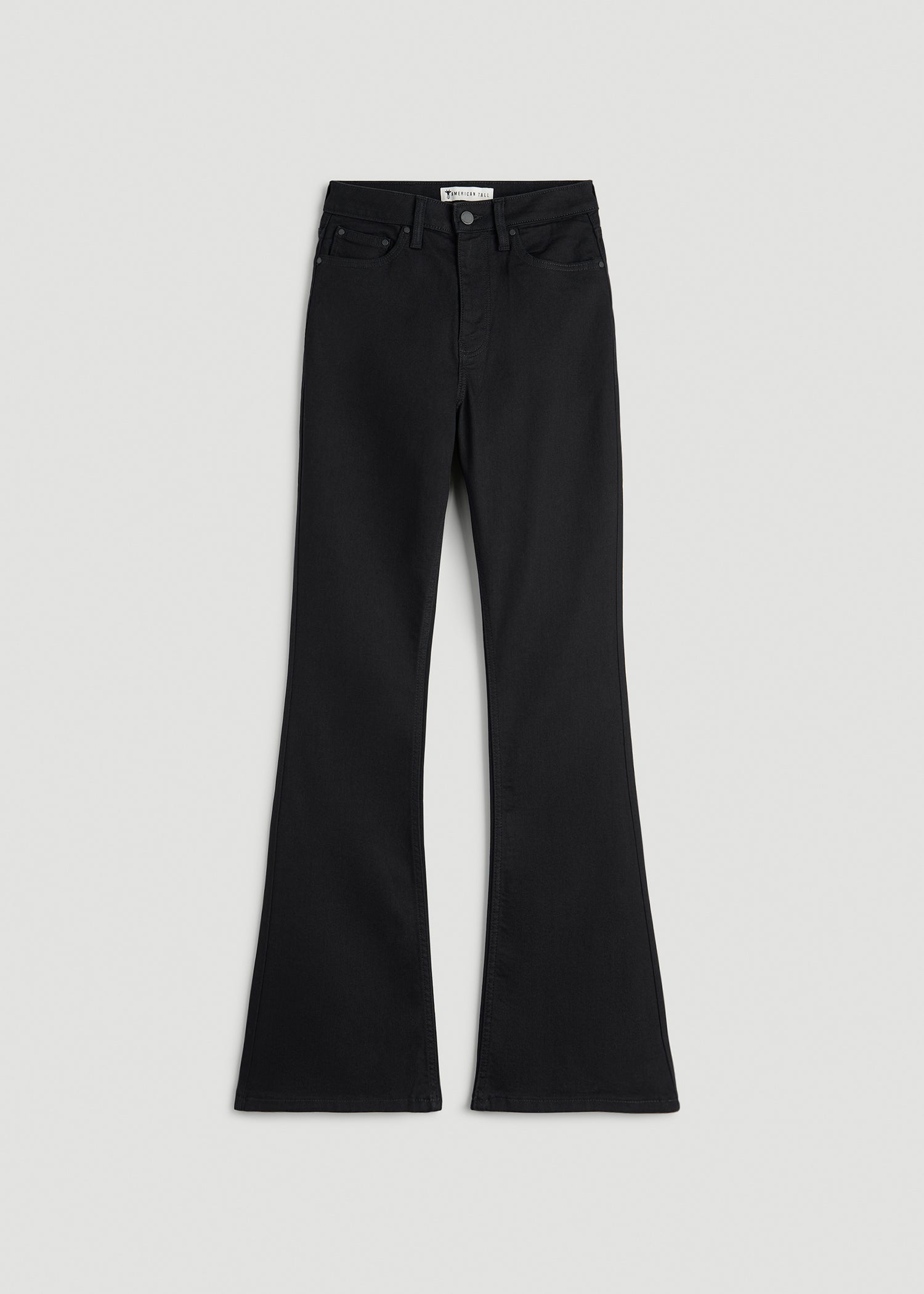 American Tall Women Chloe High Rise Flare Jeans for Tall Women in Optimum Black