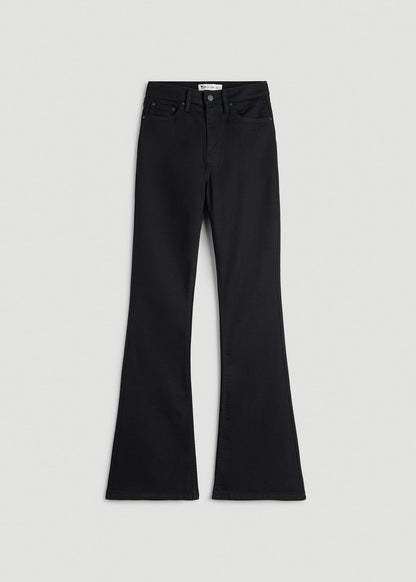 American Tall Women Chloe High Rise Flare Jeans for Tall Women in Optimum Black