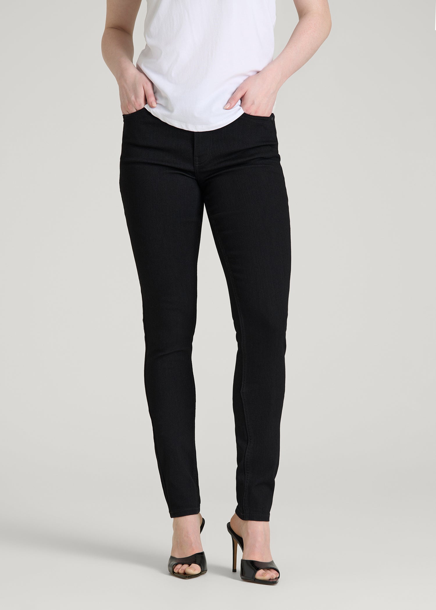 American Tall Women Sarah Mid-Rise Skinny Jeans for Tall Women in Optimum Black
