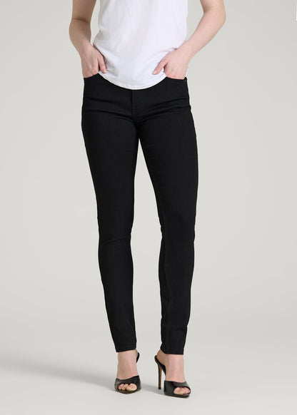 American Tall Women Sarah Mid-Rise Skinny Jeans for Tall Women in Optimum Black