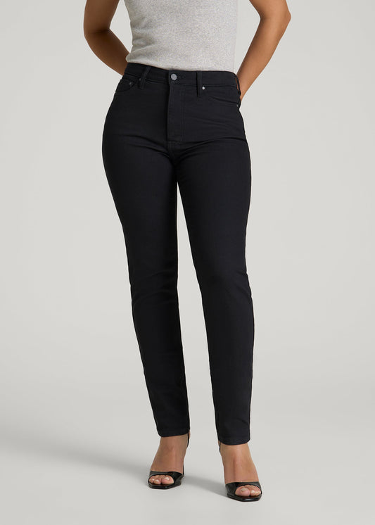 American Tall Women Curve High Rise Skinny Leg Jeans for Tall Women in Optimum Black