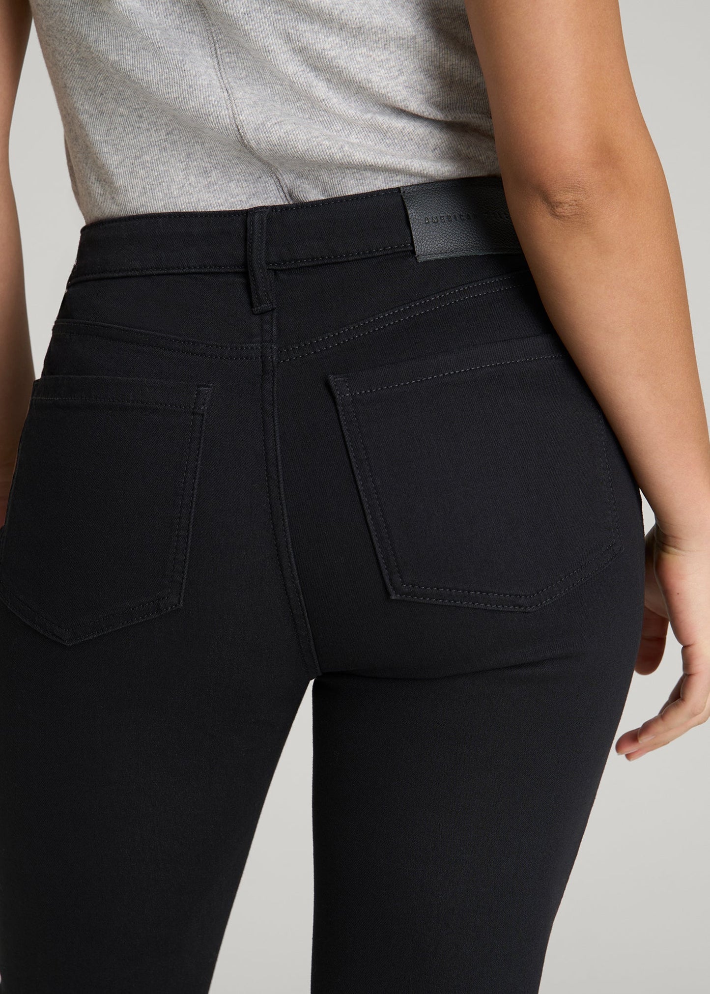 American Tall Women Curve High Rise Skinny Leg Jeans for Tall Women in Optimum Black