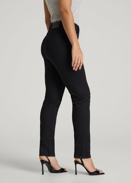American Tall Women Curve High Rise Skinny Leg Jeans for Tall Women in Optimum Black