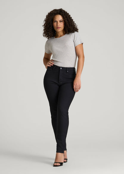 American Tall Women Curve High Rise Skinny Leg Jeans for Tall Women in Optimum Black