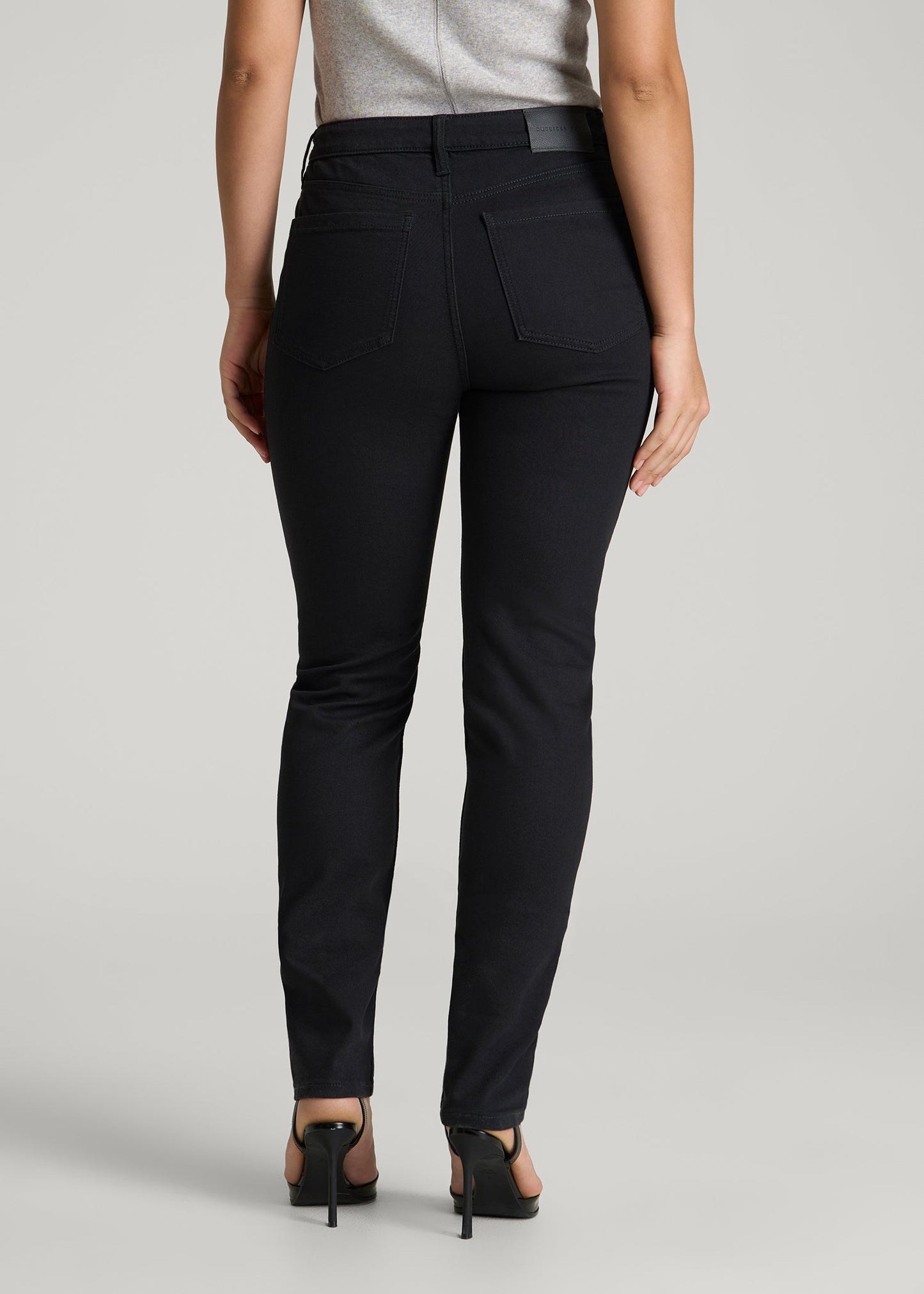 American Tall Women Curve High Rise Skinny Leg Jeans for Tall Women in Optimum Black