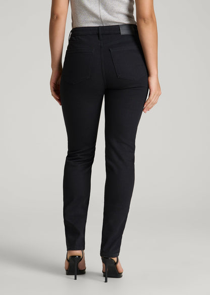 American Tall Women Curve High Rise Skinny Leg Jeans for Tall Women in Optimum Black