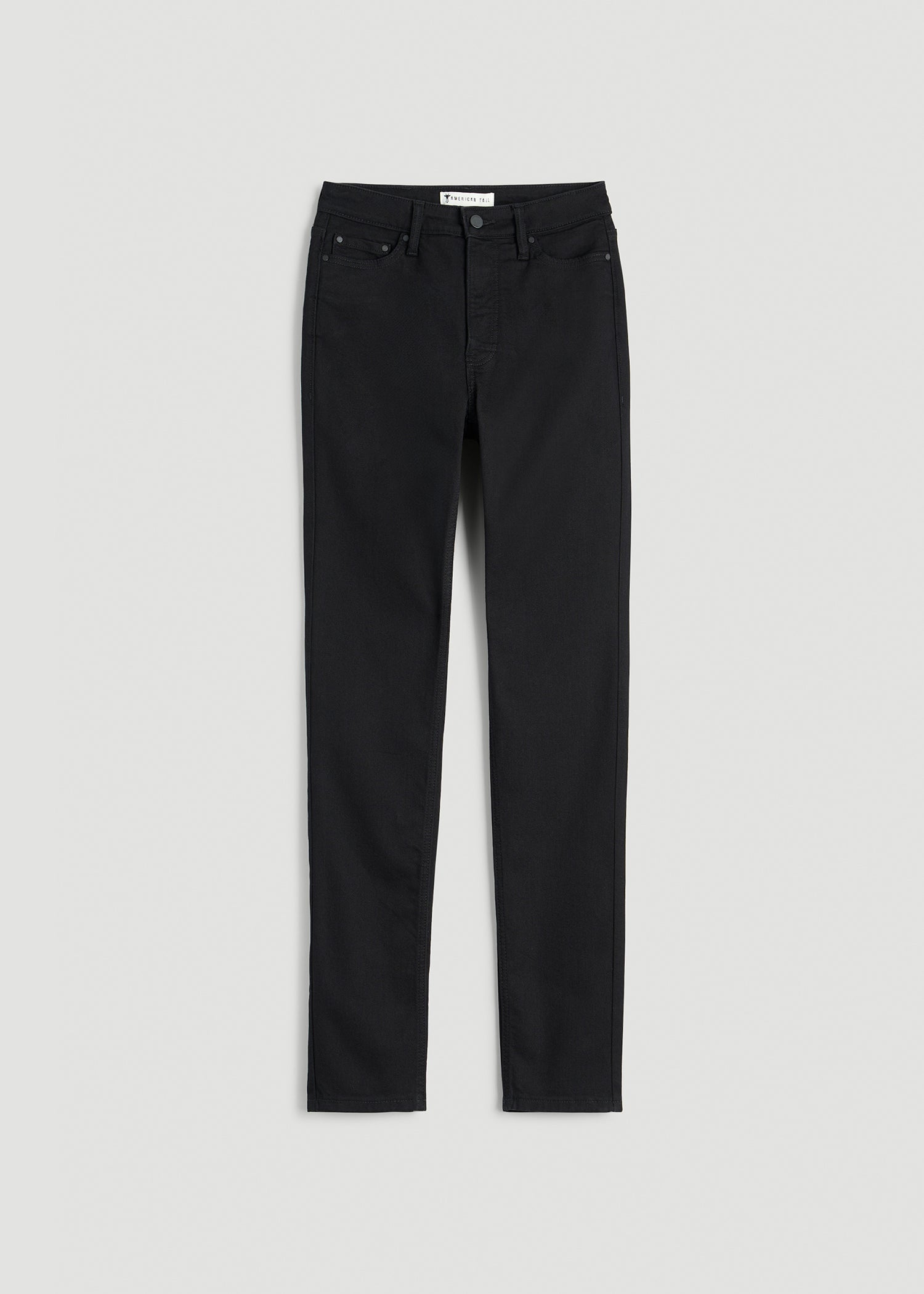 American Tall Women Curve High Rise Skinny Leg Jeans for Tall Women in Optimum Black