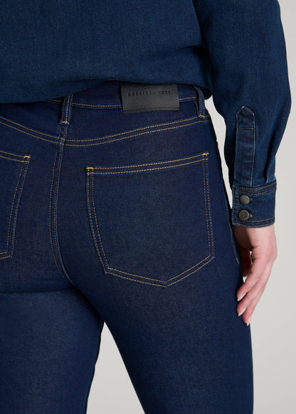 American Tall Women Chloe High Rise Flare Jeans for Tall Women in Deep Indigo Wash