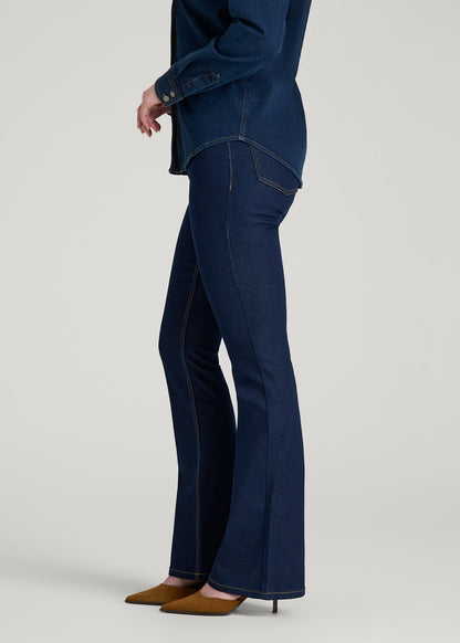 American Tall Women Chloe High Rise Flare Jeans for Tall Women in Deep Indigo Wash